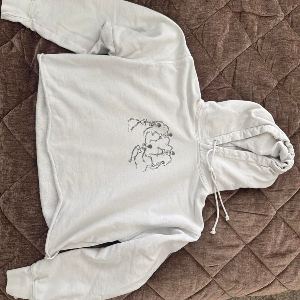 John Galt Brandy Melville Skeleton Cropped Hoodie White